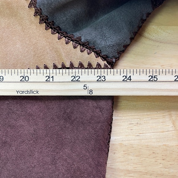 Denim & Co Womens 1X Patchwork Leather Suede Jacket Sweater Earth Tones Casual - Picture 5 of 8